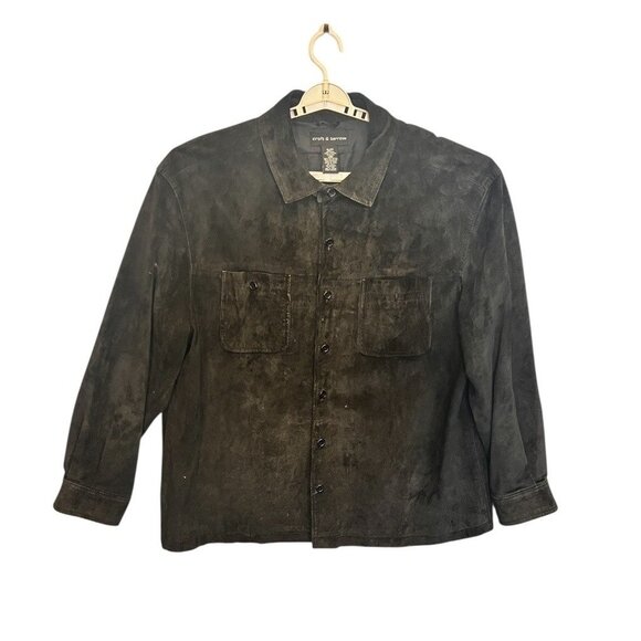Croft & Barrow Mens Large Jacket Suede Button Front Pockets Casual Shacket - Picture 7 of 11